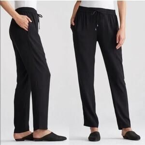 Eileen Fisher 100% Silk Pull-On Pants in Black Size Small